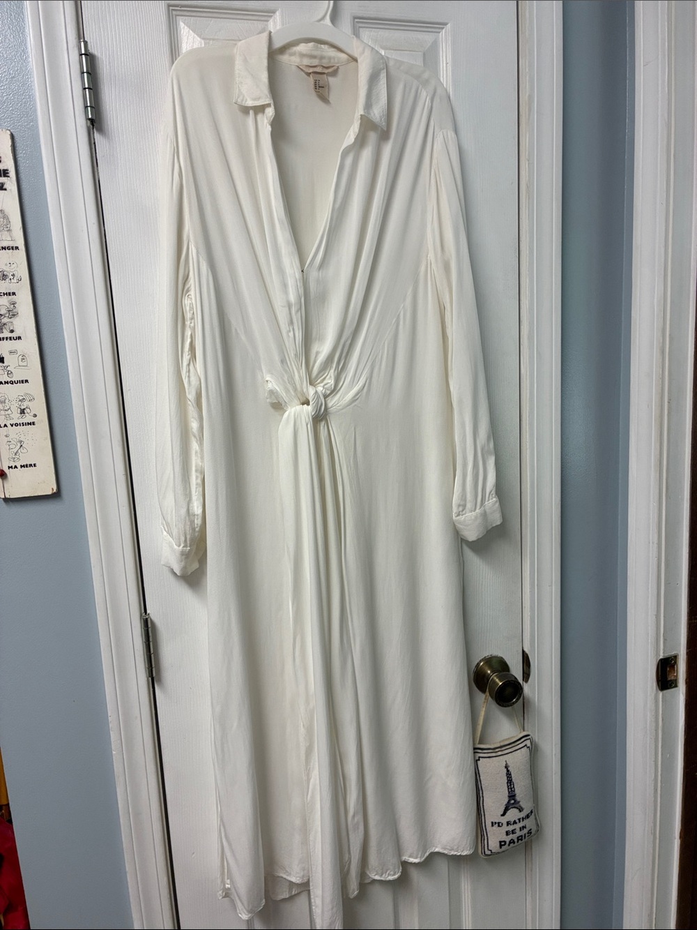 H&M Ivory Long Sleeve Twist-Front Tunic